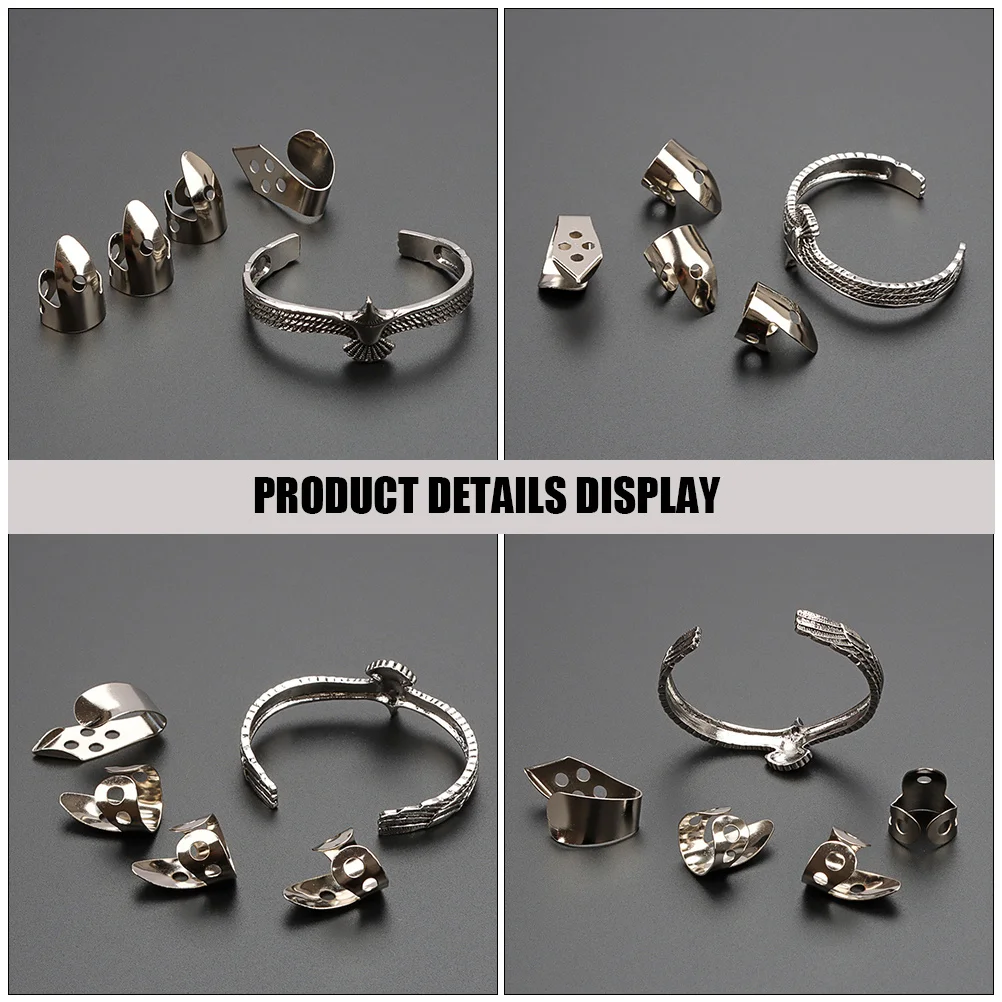 

1Set Silver Bracelet Style Metal Finger Picks for Guitar Banjo Ukulele Adjustable Fit Reusable Finger Protectors Professional