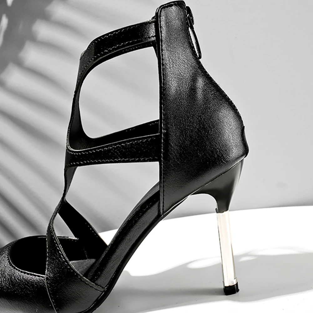 Summer New Fashion Black Leopard Women Sandals Gladiator High Thin Heel Lady Shoes Plus Small Big Size 12 32 43 46 48 - view 5