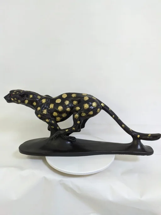 [VIP] Cheetah. Black, Gold. Home decoration. Collection crafts figure sculpture bust resin model gift. Bronze coating