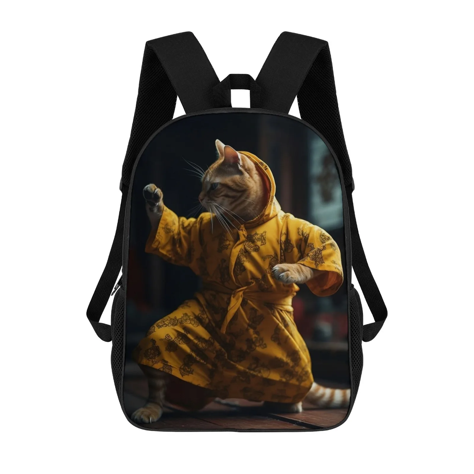 

Рюкзак на молнии с принтом для боевых искусств, каратэ, кота, Mochilas Escolares, сумка для книг, университетская сумка, женский 17-дюймовый школьный рюкзак, сумка