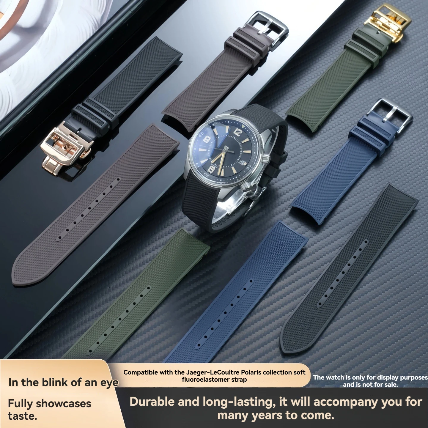 

For Jaeger LeCoultre Beichen series Q9068670/Q9066881 curved tape 21mm Longines Kangkas fluororubber watch strap