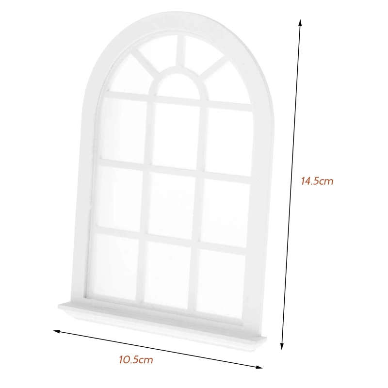 نوافذ فرنسية لبيت الدمى 1/12، إطار نافذة خشبي أبيض مصغر لإكسسوارات أثاث بيت الدمى
