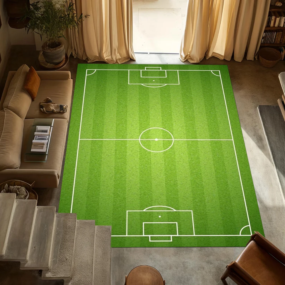 

3D Football Green Football Field Sports Carpet Rug for Living Room Sofa Home Bedroom Doormat Decor Playroom Non-slip Area Rug