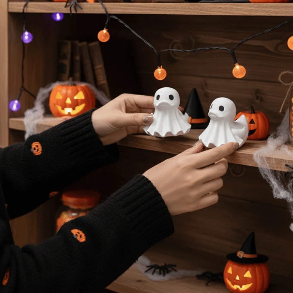 PLA Halloween Ghost Duck Lightweight Compact Spooky Desktop Ornament Smooth Durable Miniature Duck Figurine Room Table