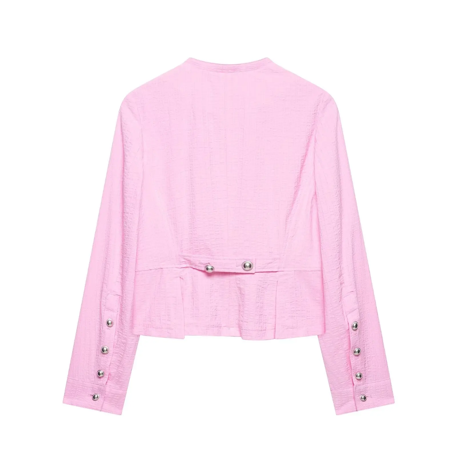 Willshela Women Fashion With Pockets Pink Single Breasted Blazer Vintage O-Neck Long Sleeves Female Chic Lady Outfits