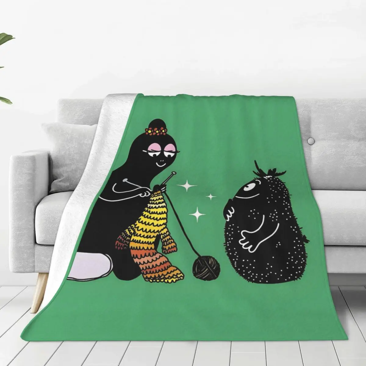 Custom Sofa Fleece Funny Cartoon Barbapapa Wallpaper Throw Blanket Warm Flannel Blankets for Bedding Car Sofa Bedspreads