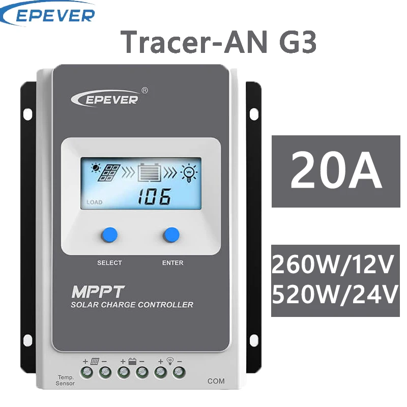 

20A Solar Charge Controller 2206AN G3 2210AN G3 12V 24V MPPT Regulator With Independent Voltage Stabilization Function