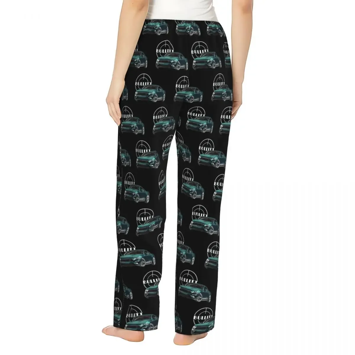 Bullitt Mustang GT 5.0L V8 Classic Steve Mcqueen Muscle Car Women Pajama Pants Lounge Sleep Sleepwear Bottoms with Pockets