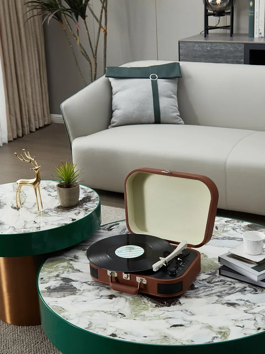 Bluetooth vinyl record player retro rounded corner phonograph LP record player