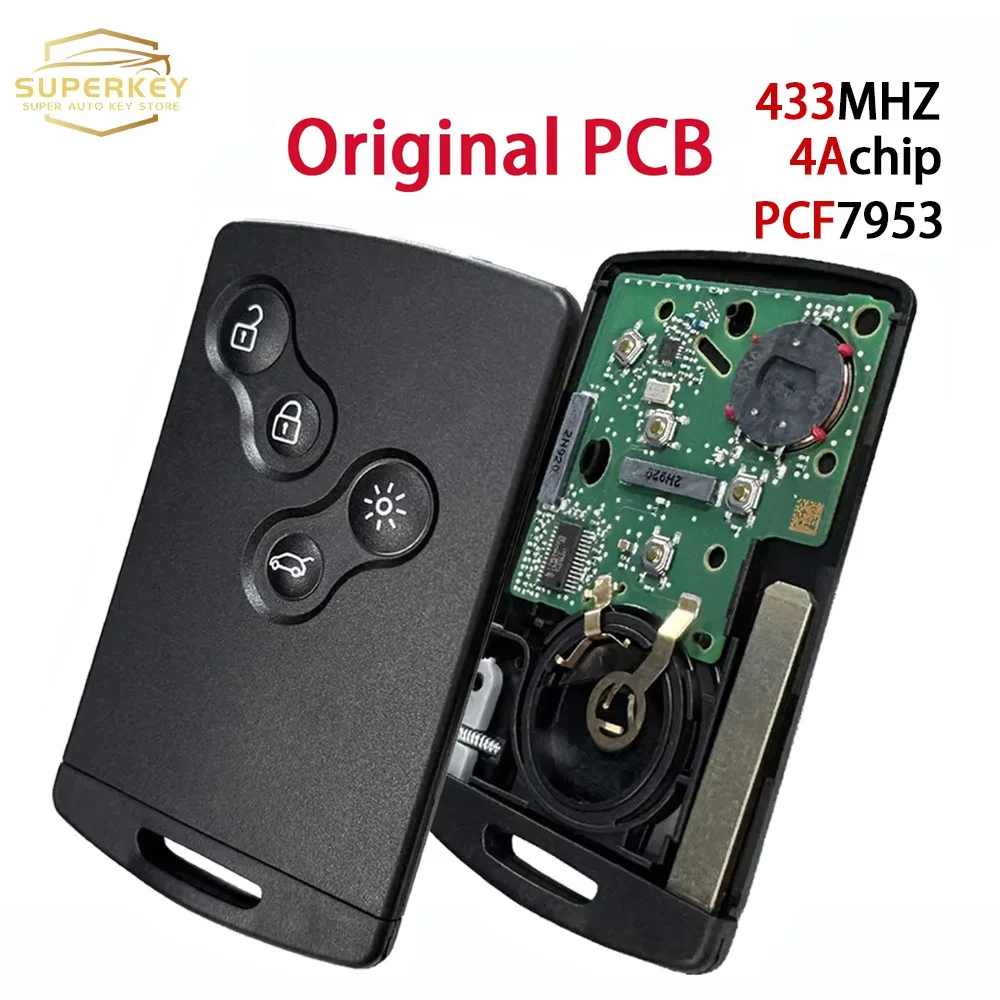 

SUPERKEY P/N 285971998R оригинальная печатная плата для Renault Clio IV Captur 2009-2017 PCF7953M 4A чип 433 МГц бесключевой смарт-карты автомобильный ключ