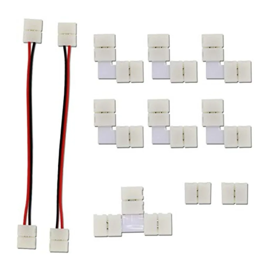 Led Strip Connector Kit for Single Color 8mm 2 Pins Light Strip, Includes 4 Types of Solderless Led Strip Lights Accessories 2