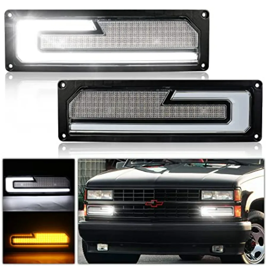 

Сменные светодиодные указатели поворота с белым DRL приветственным светом для Chevy GMC C/K 1500 2500 3500 Silverado Tahoe Subu 1988-1998 годов