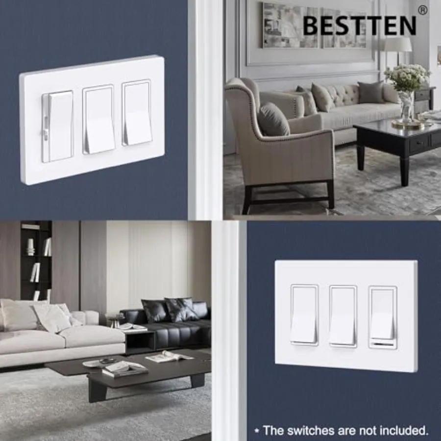 5 Pack Screwless Decorative Wall Plate, Decorator Outlet Cover, Decor Switch Cover, USWP6, H4.69