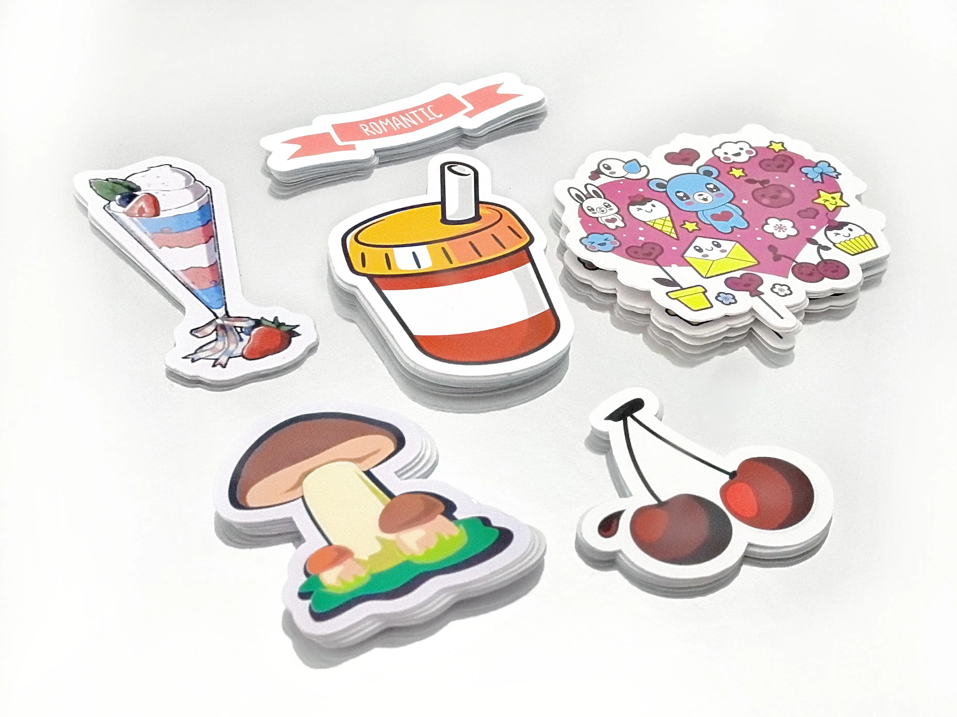 100pcs Custom Stickers PVC Waterproof Die Cut Vinyl Personalized Logo Design Cute Sticker For Laptop Birthday Wedding Business