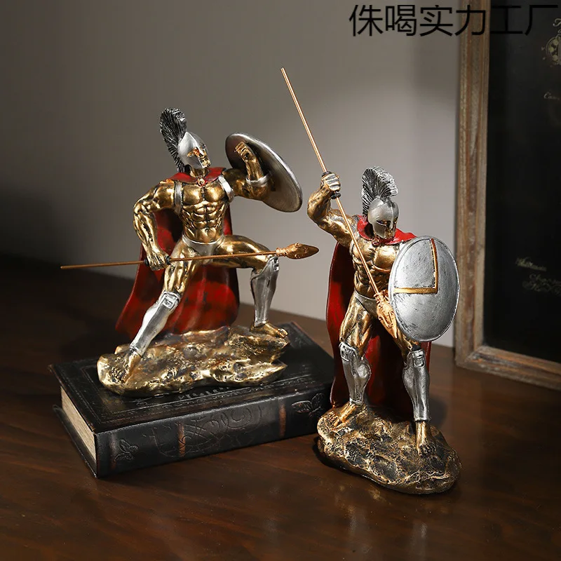 Spartan Warrior Statue, European Resin Sculpture Figures, Grand Living Room, Bar Cabinet Office & Home Decor, Premium Art Craft