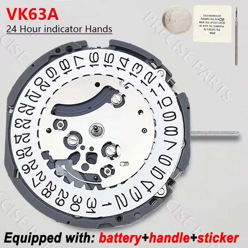 Japan VK63 Quartz electron Movement  Three Hands Three Eyes Date Small Chronograph Seconds Vk63 Movement 24 Hours ﻿