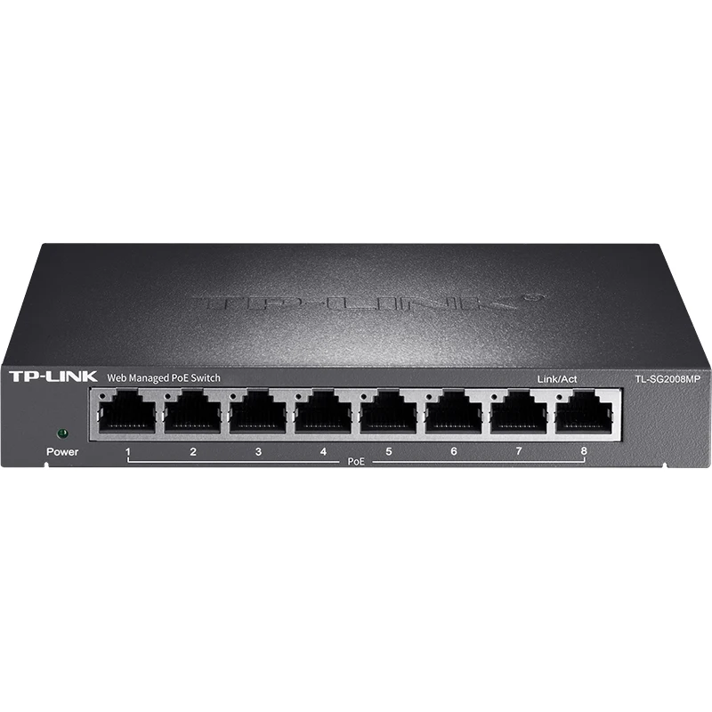 TP-LINK 8-Port Gigabit PoE Switch with 8 10/100/1000Base-T RJ45 Ports, IEEE 802.3af/at, 67W Max Power TL-SG2008MP