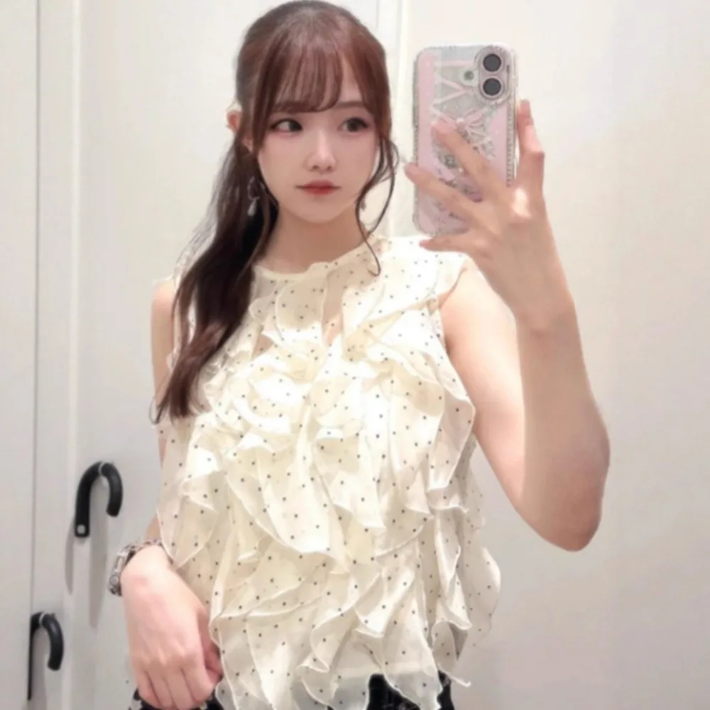 

Пуловер с оборками, блузка принцессы феи, милые свежие универсальные блузки в горошек, японская лоскутная рубашка на шнуровке с грибком, новая рубашка