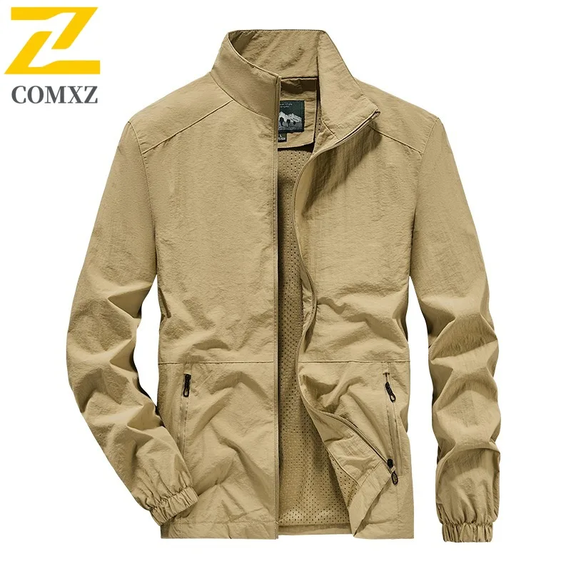 

COMXZ Мужская куртка премиум-класса с воротником-стойкой, удобная куртка для путешествий на открытом воздухе, деловая повседневная стильная легкая осенняя новая одежда