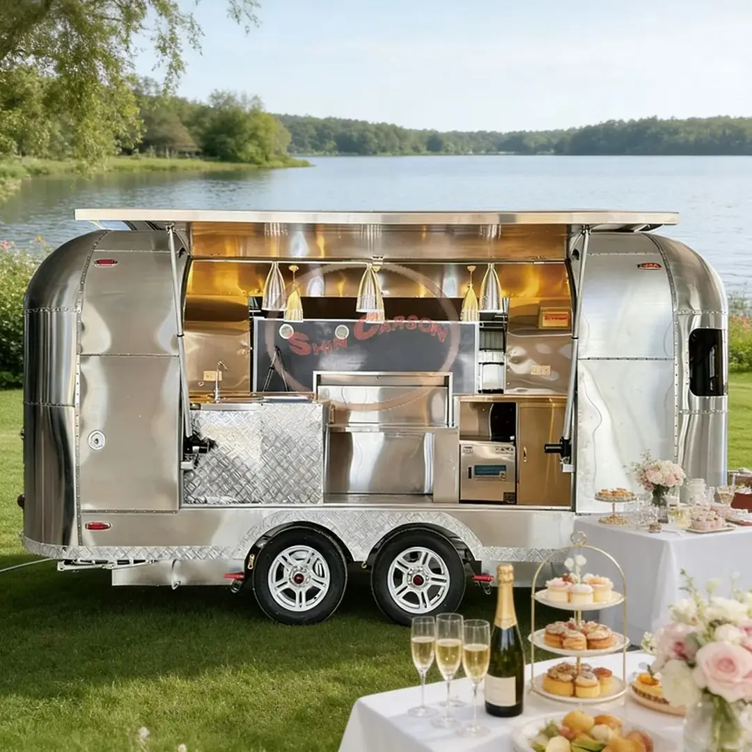 

Towed Stainless Steel Food Trailer for Outdoor Catering Fast Food Truck Commercial Kitchen Equipment Concession Cart