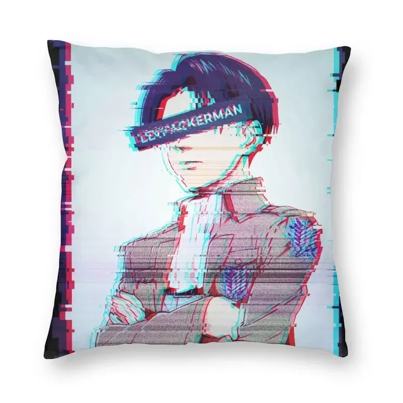Double Sided Harajuku Manga Pillow Cover, Levi Attack On Titan Design for Multi-Scene Car Home and Floor Decor