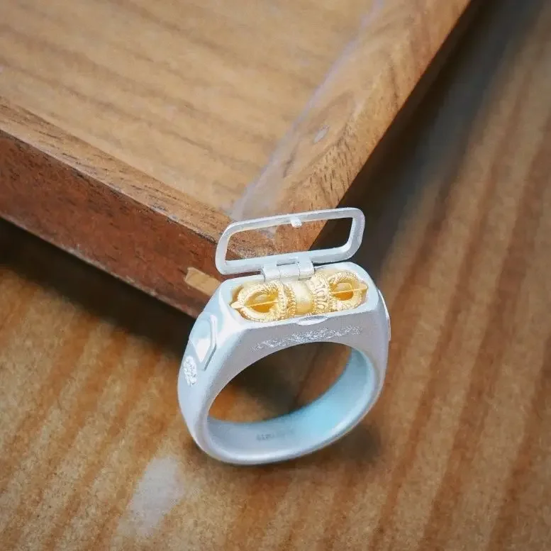 Tibetan Vajrayana Buddha Can Open a Small Box Ring, a New Chinese Retro Ring, and a High-level Ethnic Gift