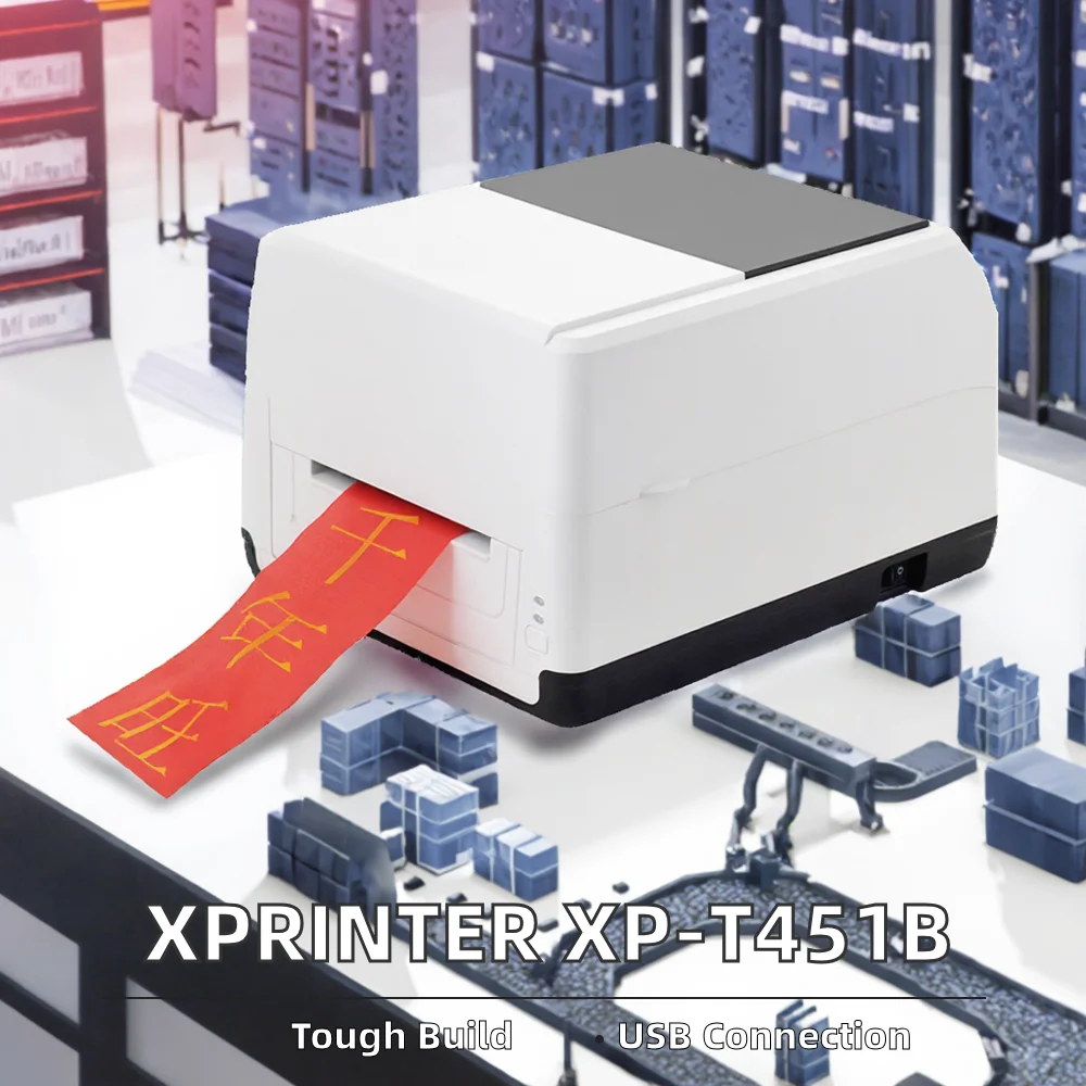 Xprinter XP-T451B Direct Thermal Transfer Barcode Shipping Label Mini Sticker Printer USB Interface 203dpi Stock