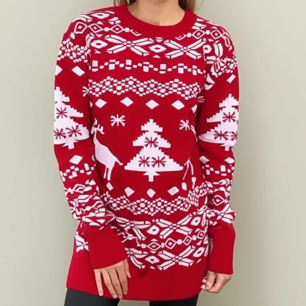 Vrouwen Mode Jurken Casual Losse Warme Zachte Y2k Herfst Winter Lange Mouw Jurk Rode Trui Elegante Kerst Print Jurk Nieuw