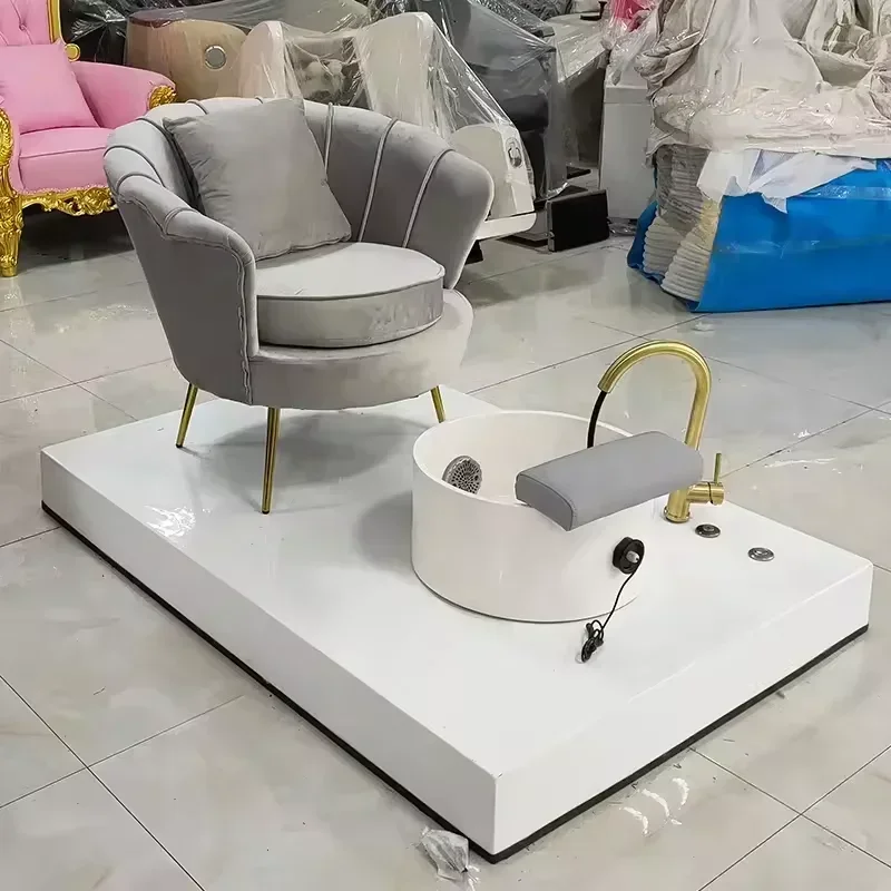 Foot Salon Spa Massage No Plumbing,Pink Gray Manicure Pedicure Chair With Bowl,Hydrotherapy Footbath Nursing manicure and pool