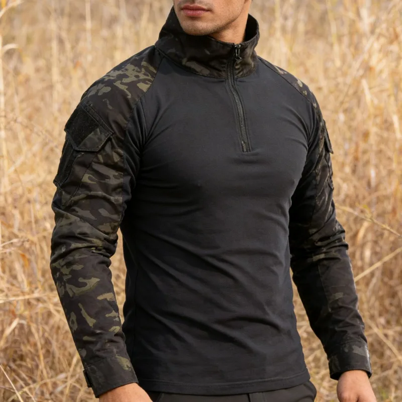 

Outdoor Tactical Hiking T-shirt Men's Combat Army CP Camouflage Long Sleeved Hunting Mountaineering Shirt Cotton Sportswear