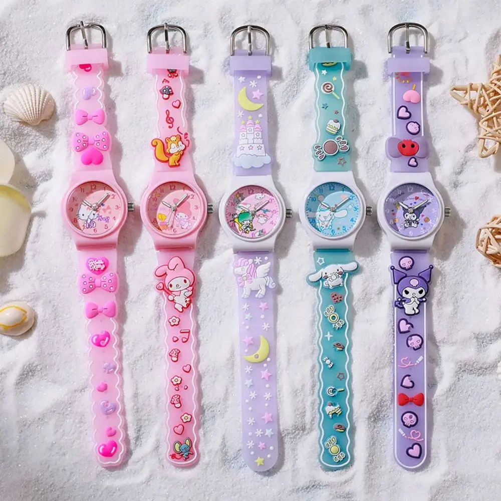 

Hello Kitty Sanrio 3D Pattern Child Wrist Watch Cinnamoro Waterproof Quartz Watch Kuromi Cartoon Silica Gel Watchband Kids Gift_