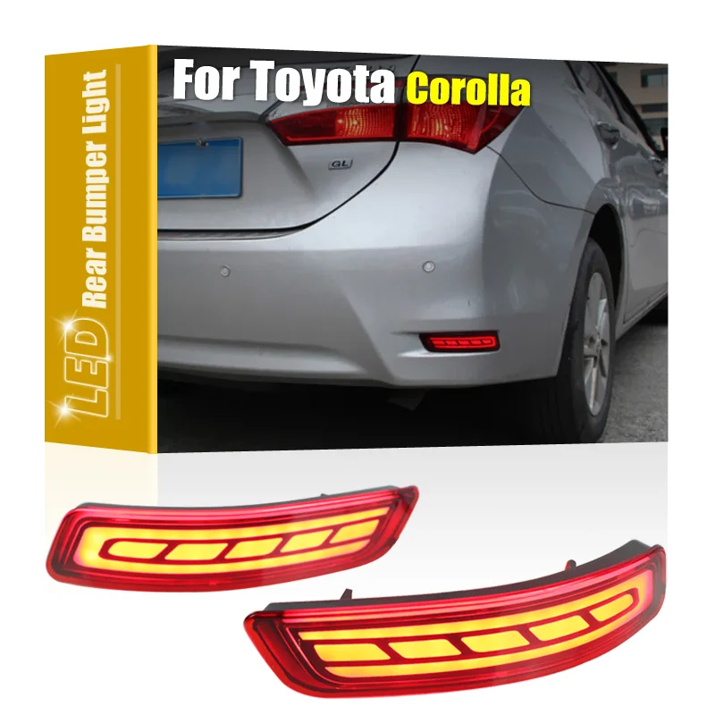 

2Pcs 2 Functions LED Rear Bumper Tail Lamp Red Driving Braking Light For Toyota Corolla Altis 2014 2015 2016 2017 2018