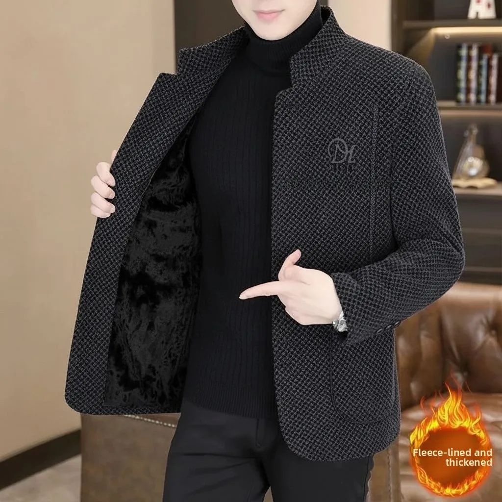 

Мужской шерстяной костюм Jaet, осенне-зимнее новое пальто на подкладке, повседневное пальто с воротником-стойкой, повседневная верхняя одежда