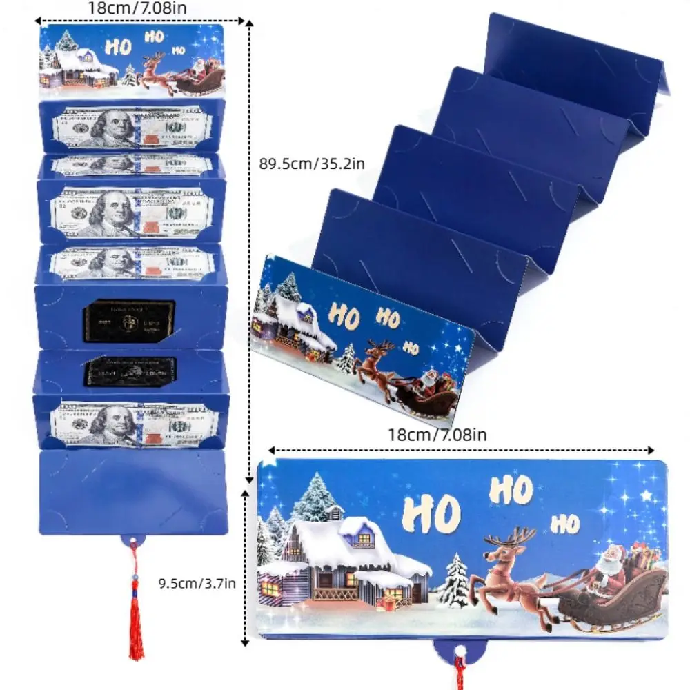 Busta regalo natalizia per contanti di Babbo Natale Albero di Natale con 10 slot Porta banconote pieghevole Porta soldi natalizio