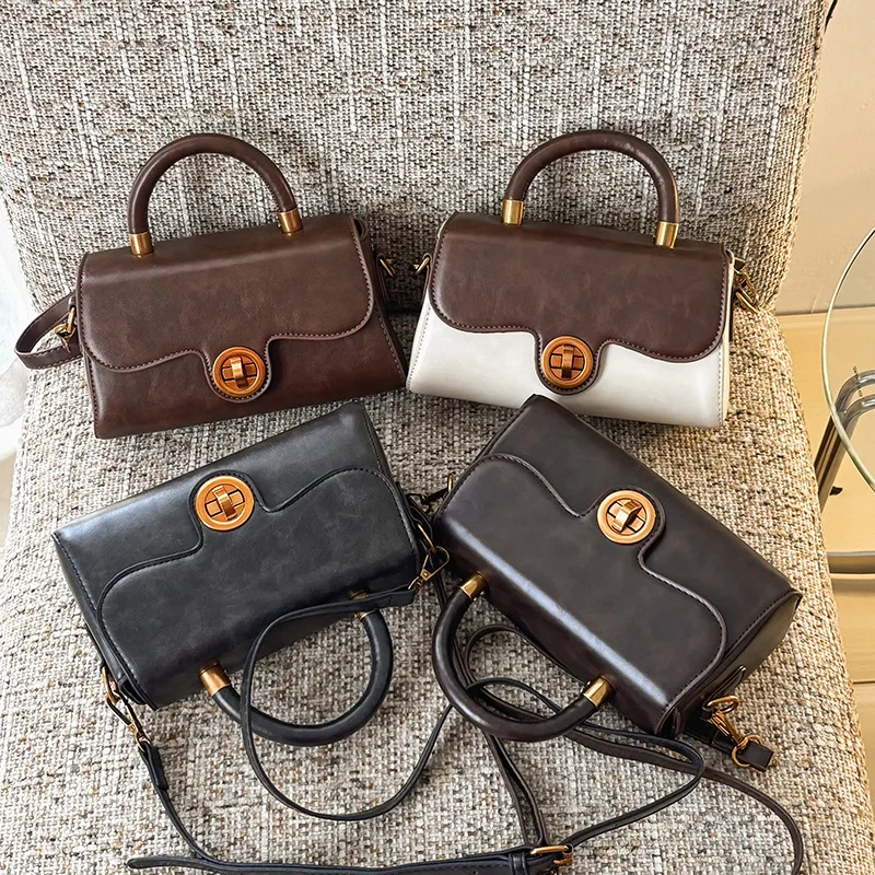 

Simple and High-end Handbag Bag Women's Fashion Small Square Bag New Retro Messenger Bag Niche Design Shoulder Bag