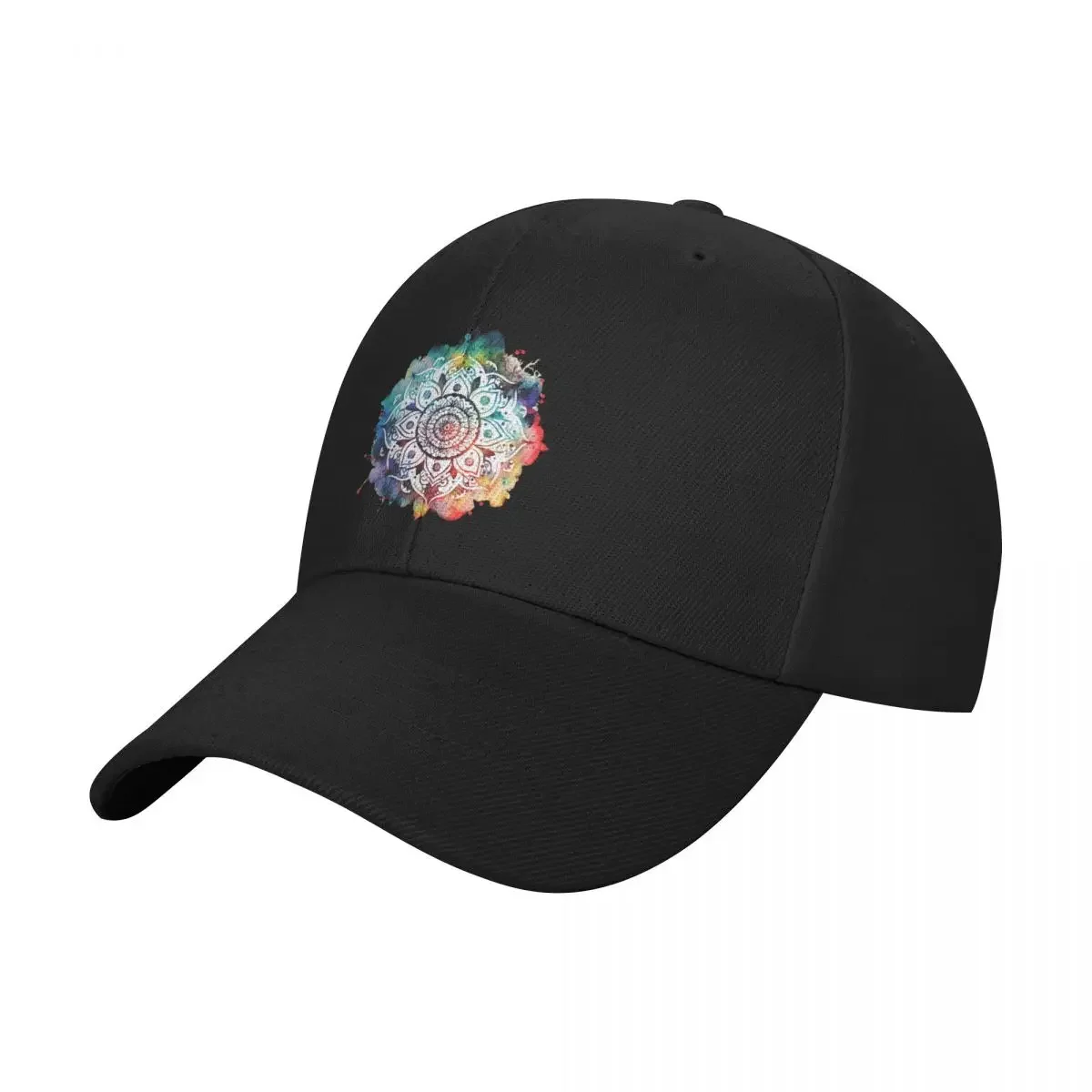 A Stencil Boho Mandala With Watercolor Background - Sacred Space Mandalas Collection Baseball Cap