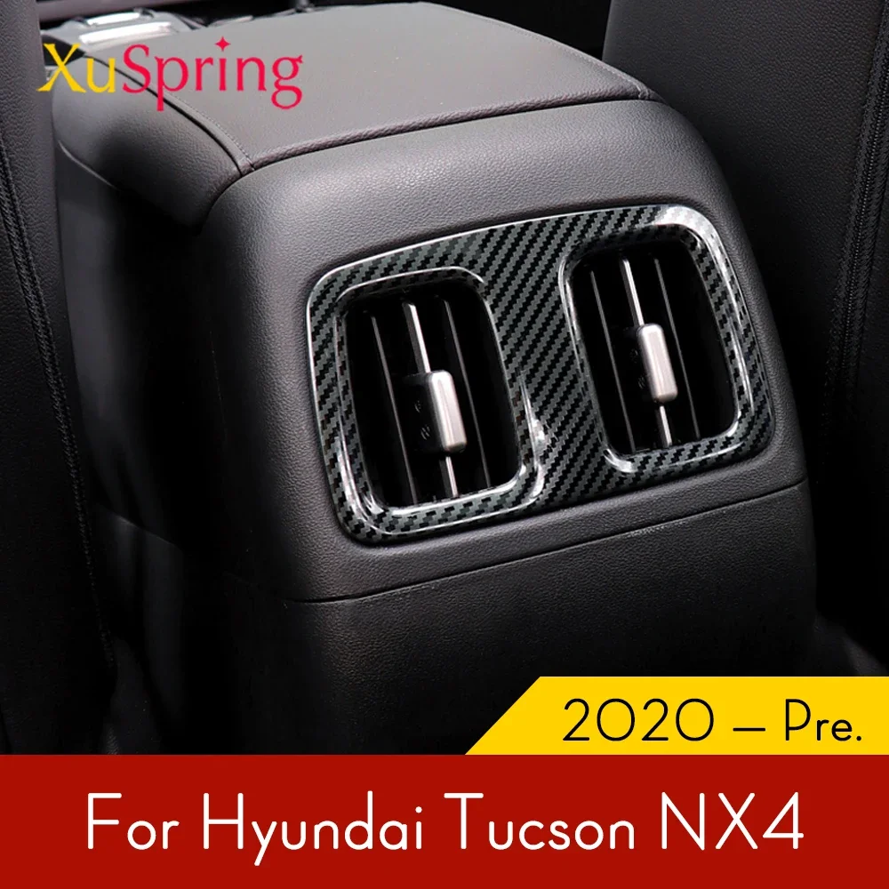 For Hyundai Tucson 2021 2022 2023 NX4 Car Rear Console Center Air Conditioner Vent Outlet Frame Cover Trim Stickers Styling