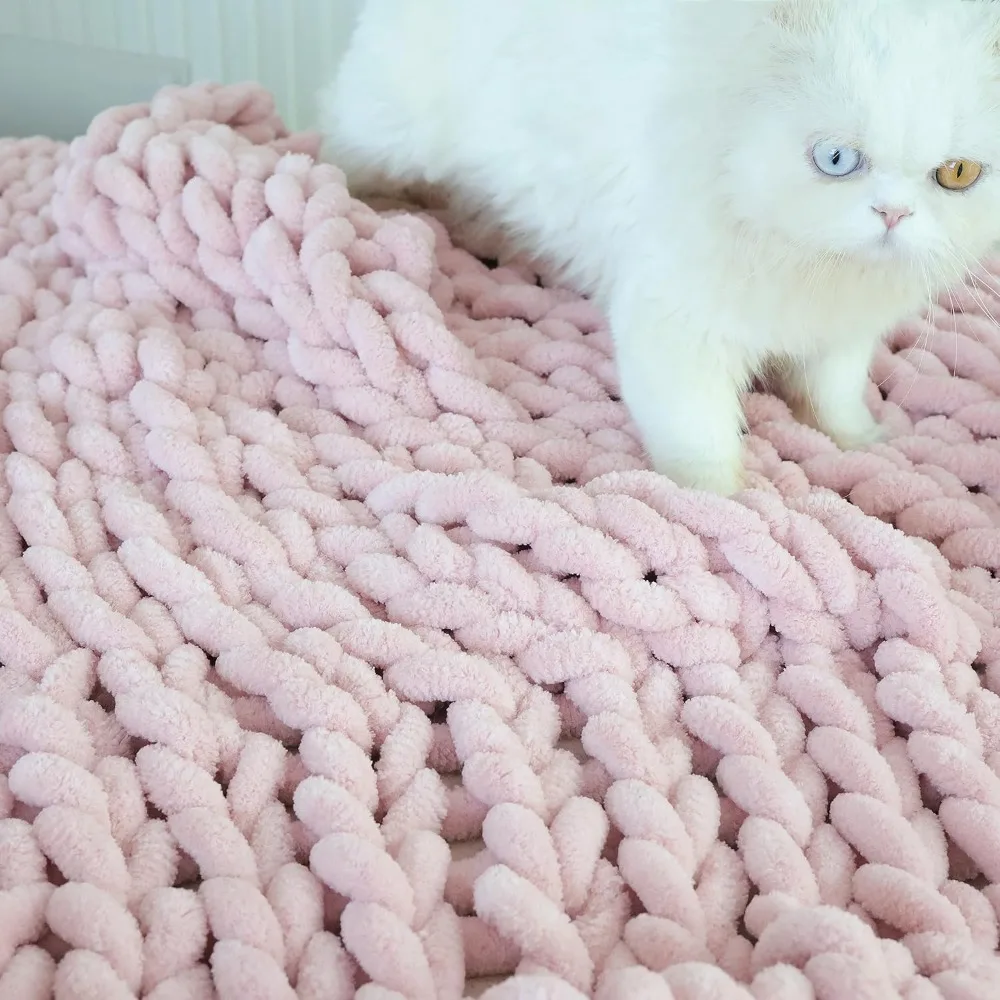 

Chenille Chunky Knit Blanket Throw, Handmade Warm & Cozy Blanket Couch, Bed, Home Decor