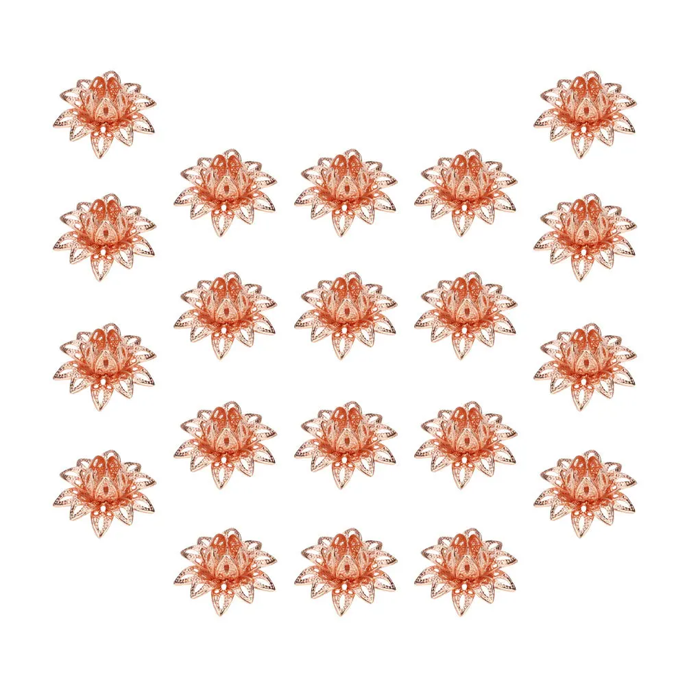 20 قطعة قبعات الخرز الوردي قبعات نهاية معدنية ل عقد دي اي واي سوار صنع المجوهرات اكسسوارات لوتس مجوهرات كاب