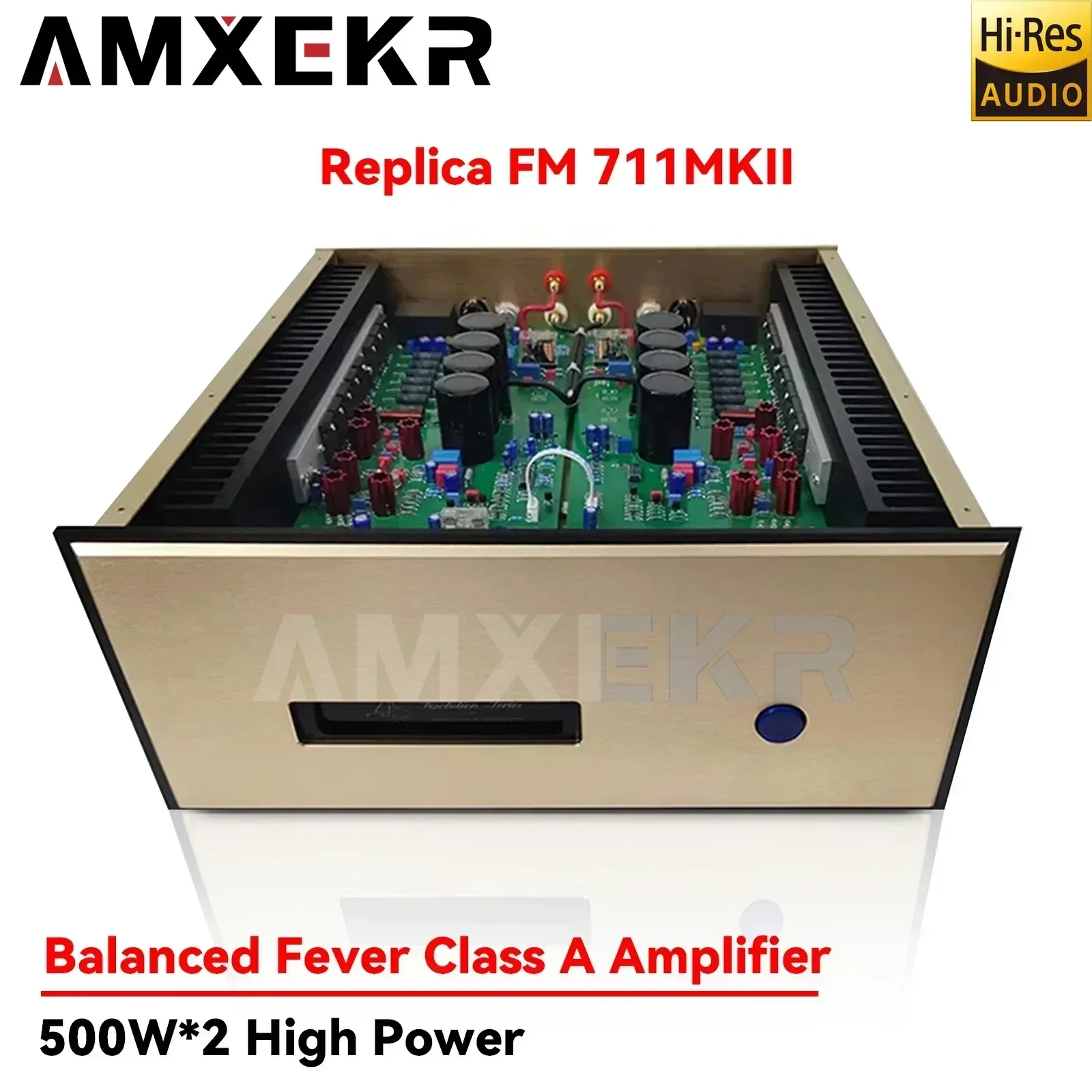 AMXEKR Reproduction FM711 MKII Power Amplifier Class AB 250W*2 HiFi Home High-end Power Amplifier 1:1 Reproduction 100dB