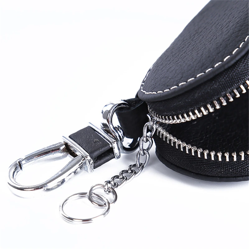 Portachiavi Auto In Pelle PU Con Doppia Cerniera, Organizer Compatto 9x5 Cm, Adatto A Telecomandi E Chiavi, Disponibile Nero E Rosa