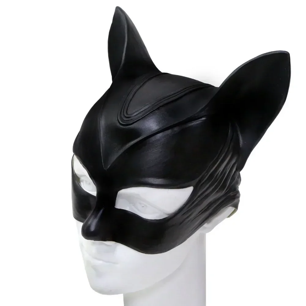 New 2025 Woman Sexy Cat Selina Kyle Mask Bruce Wayne Cosplay Costume Latex Helmet Fancy Adult Halloween