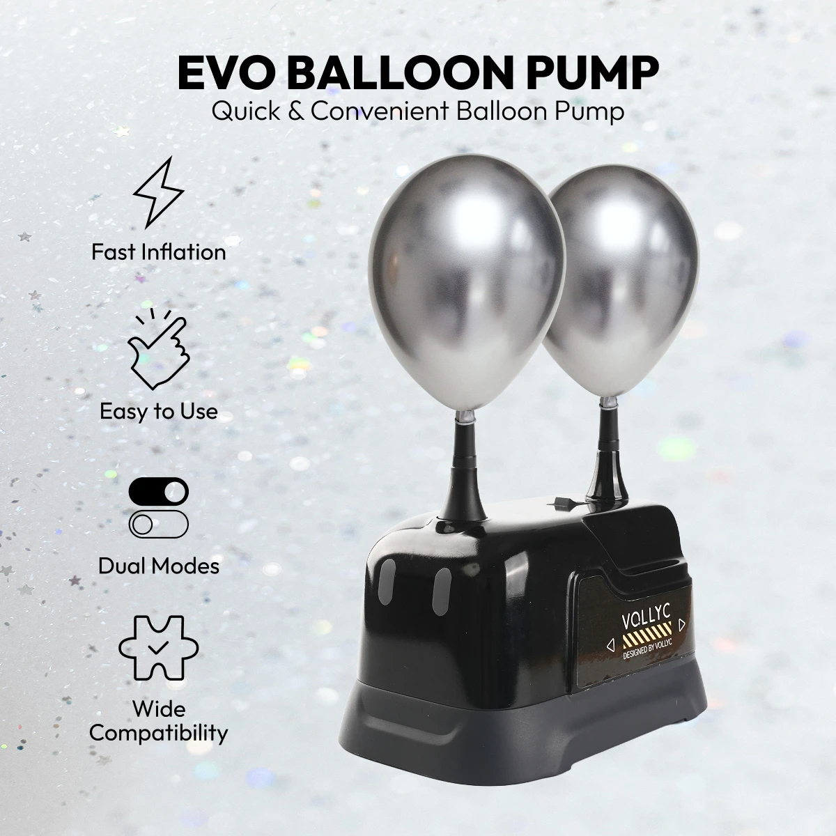 

VOLLYC Electric Balloon Pump, EU Plug, Electric Air Balls Pump, Dual Modes, Ideal for Halloween, Thanksgiving and Chirsmas Party