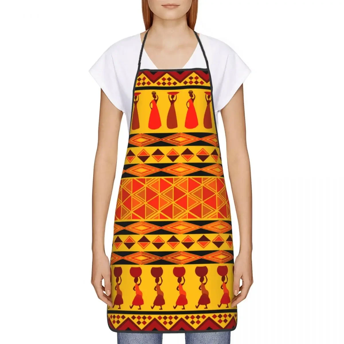 Traditional African Ethnic Design Bib Aprons Men Women Unisex Kitchen Chef Africa Tribal Art Tablier Cuisine for Cooking Baking