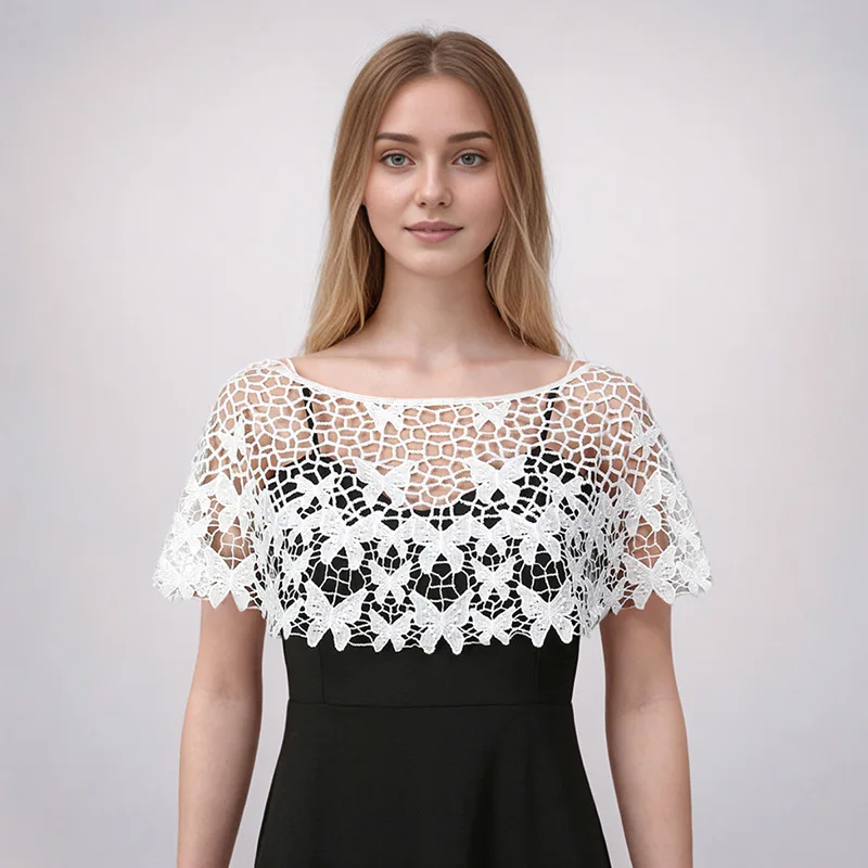 ビーチカバーアップ レディース ビーチウェア ニット バタフライ カットアウト ショール スタイリッシュ セクシー キャミソール 多用途 デイリー スモック アクセサリー