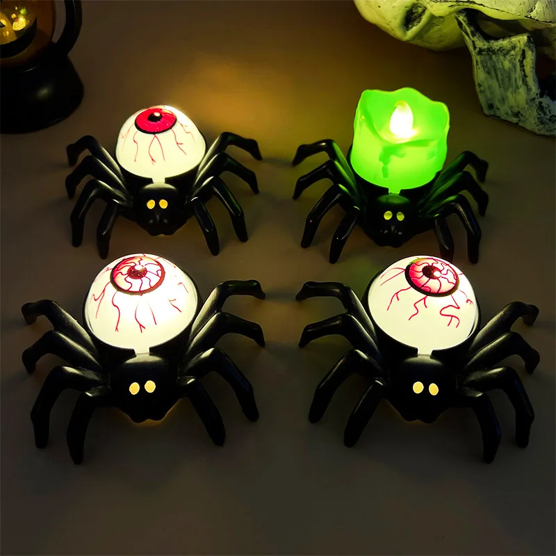 Halloween Spider Led Candle Light LED Skull Flameless Candle Lamp Happy Halloween Party Decoration Haunted House Horror Props