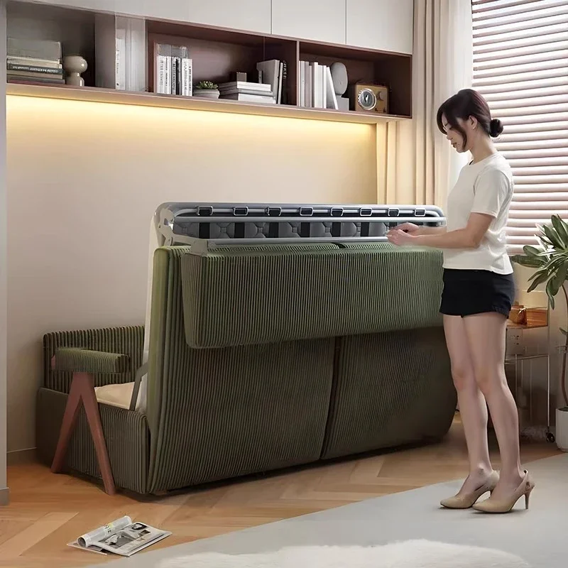 High-end flipped Nordic small apartment with mattress, living room sofa bed folding integrated dual-use single double