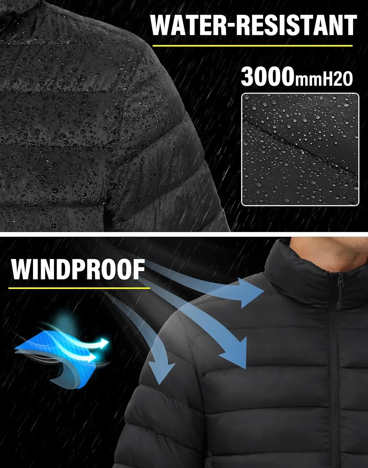 Pioneer Camp Mens Lightweight Packable Puffer Jacket Winter Insulated Puffy Coat Water Repellent Warm Quilted Jackets Travel