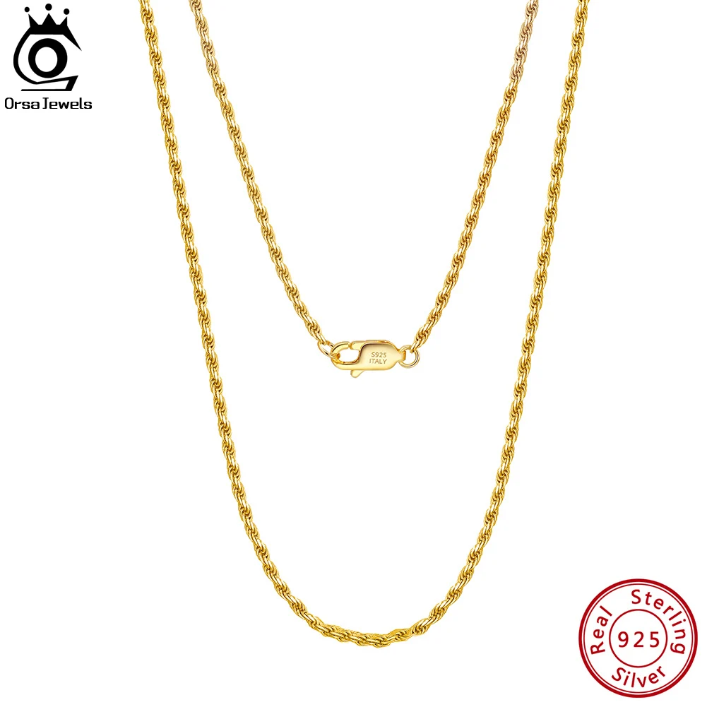 ORSA JEWELS 18-karatowe złoto na autentycznym srebrze próby 925 1,7 mm naszyjnik z łańcuszkiem w kształcie diamentu dla mężczyzny kobieta łańcuszek skręcany SC29