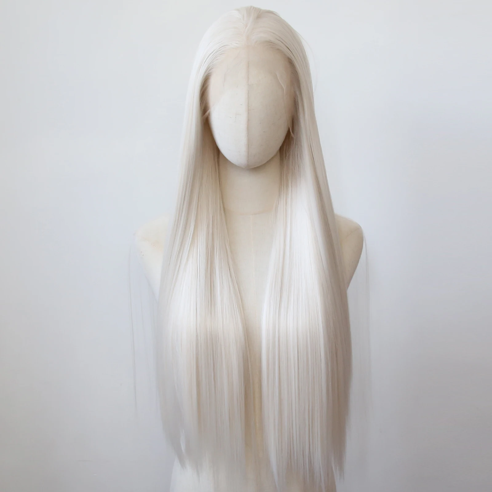 Platinum Blonde 13x4 Synthetic Lace Front Wig Long Straight Lace Front Synthetic Wig Pre Plucked Heat Resistant Hair Daily Wear
